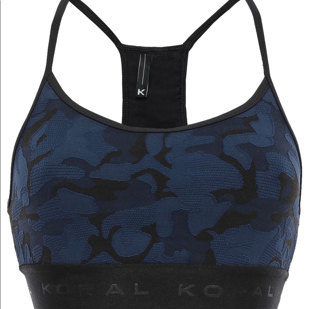 BNWT Koral blue/black camo sports bra
